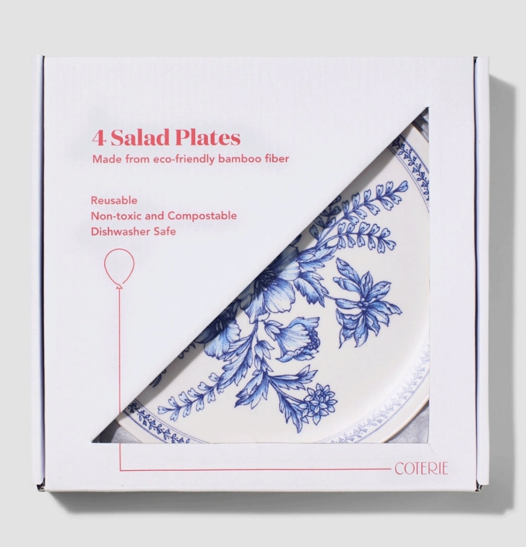 Coterie Bamboo Blue Toile Small Plates – Set of 4