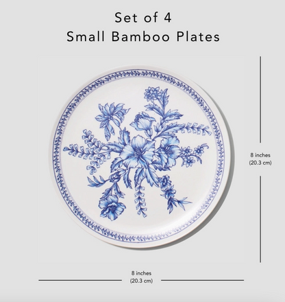 Coterie Bamboo Blue Toile Small Plates – Set of 4
