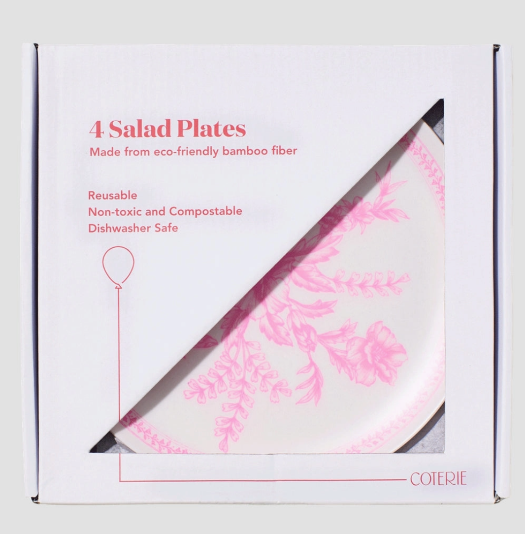 Coterie Bamboo Pink Toile Small Plates – Set of 4