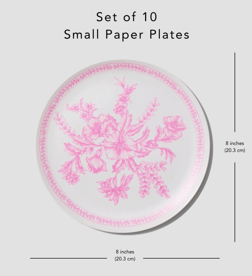 Coterie Bamboo Pink Toile Small Plates – Set of 4