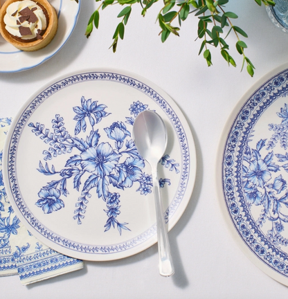 Coterie Bamboo Blue Toile Large Plates – Set of 4