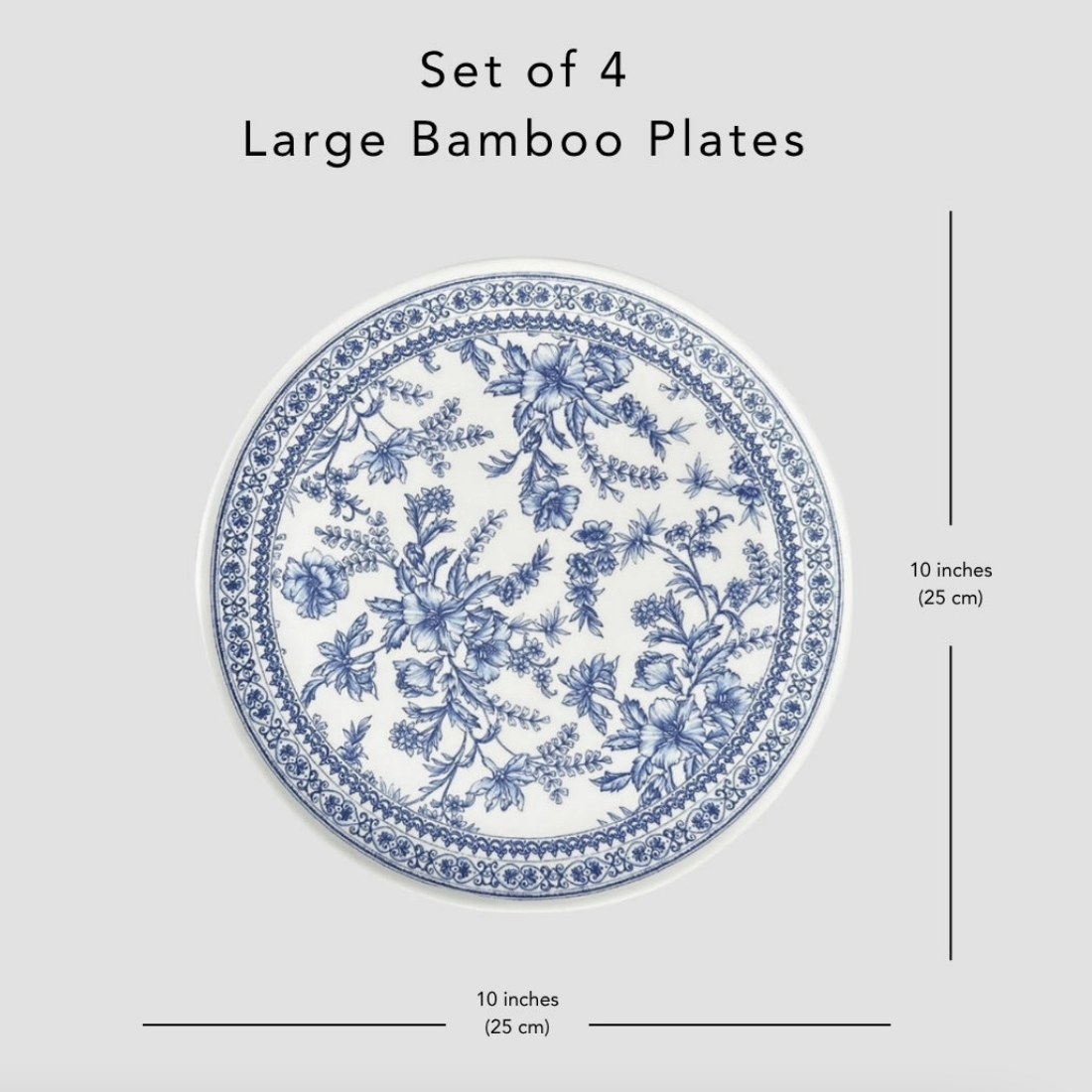 Coterie Bamboo Blue Toile Large Plates – Set of 4