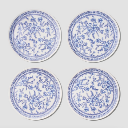Coterie Bamboo Blue Toile Large Plates – Set of 4