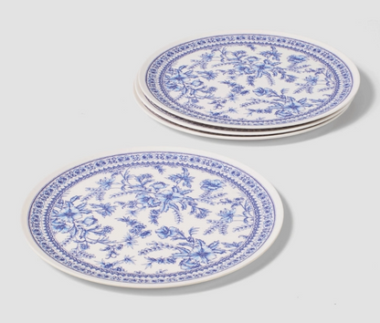 Coterie Bamboo Blue Toile Large Plates – Set of 4