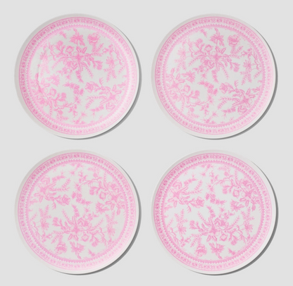 Coterie Bamboo Pink Toile Large Plates – Set of 4
