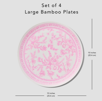 Coterie Bamboo Pink Toile Large Plates – Set of 4