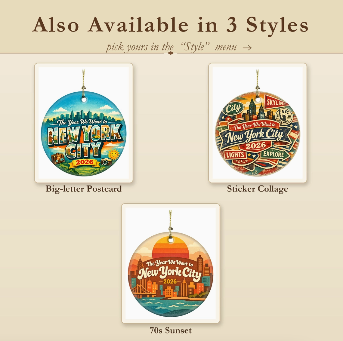 The Year We Went to New York City 2026 Ornament – 3 Styles
