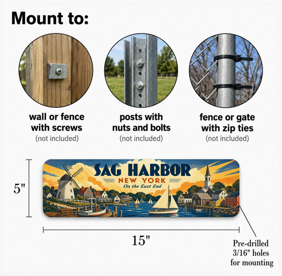 Sag Harbor New York Metal Sign – 4 Styles