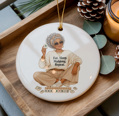 Eat Sleep Mahjong Repeat Ceramic Ornament