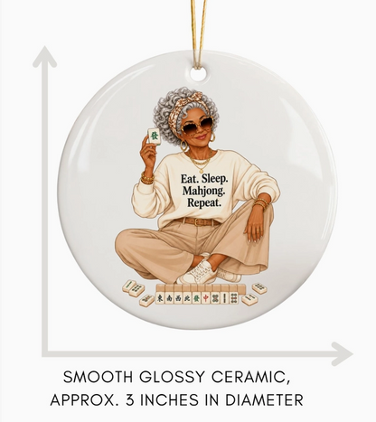 Eat Sleep Mahjong Repeat Ceramic Ornament