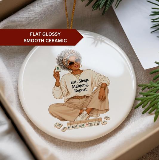 Eat Sleep Mahjong Repeat Ceramic Ornament
