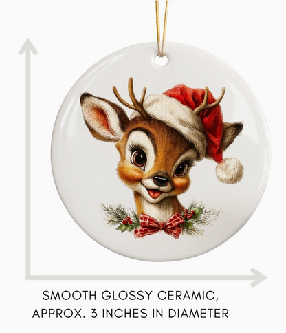 Vintage Reindeer Christmas Ornament – Nostalgic Holiday Ceramic Keepsake
