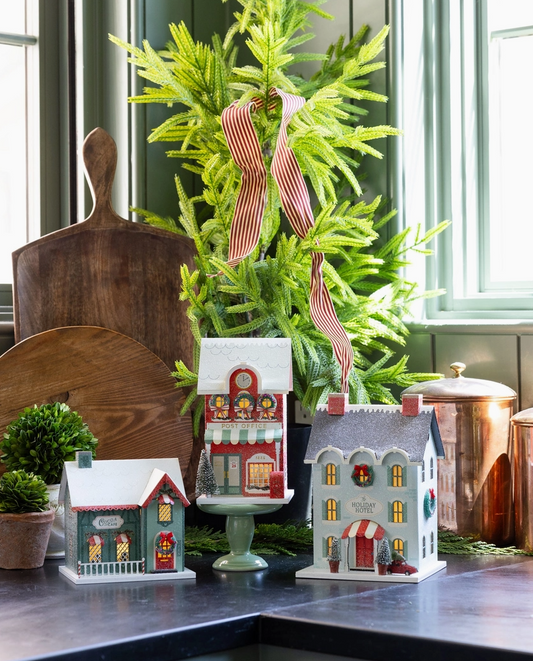 Post Office Lighted Christmas Village Decor