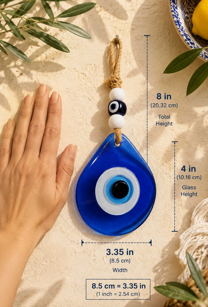 Teardrop Evil Eye Glass Wall Hanging