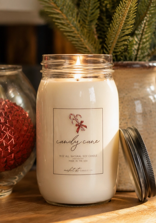 Candy Cane Classic Soy Candle – 16 oz
