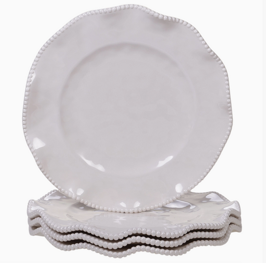 Perlette Cream Melamine Dinner Plates – 11 in., Sets of 8 or 12