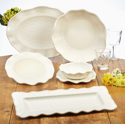 Perlette Cream Melamine Dinner Plates – 11 in., Sets of 8 or 12