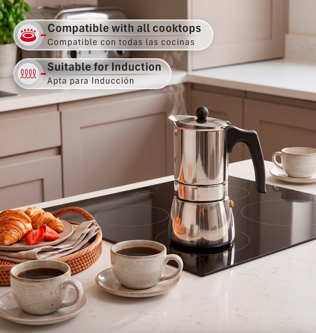 Magefesa Genova Stainless Steel Stovetop Espresso Maker – 4, 6 & 10 Cup