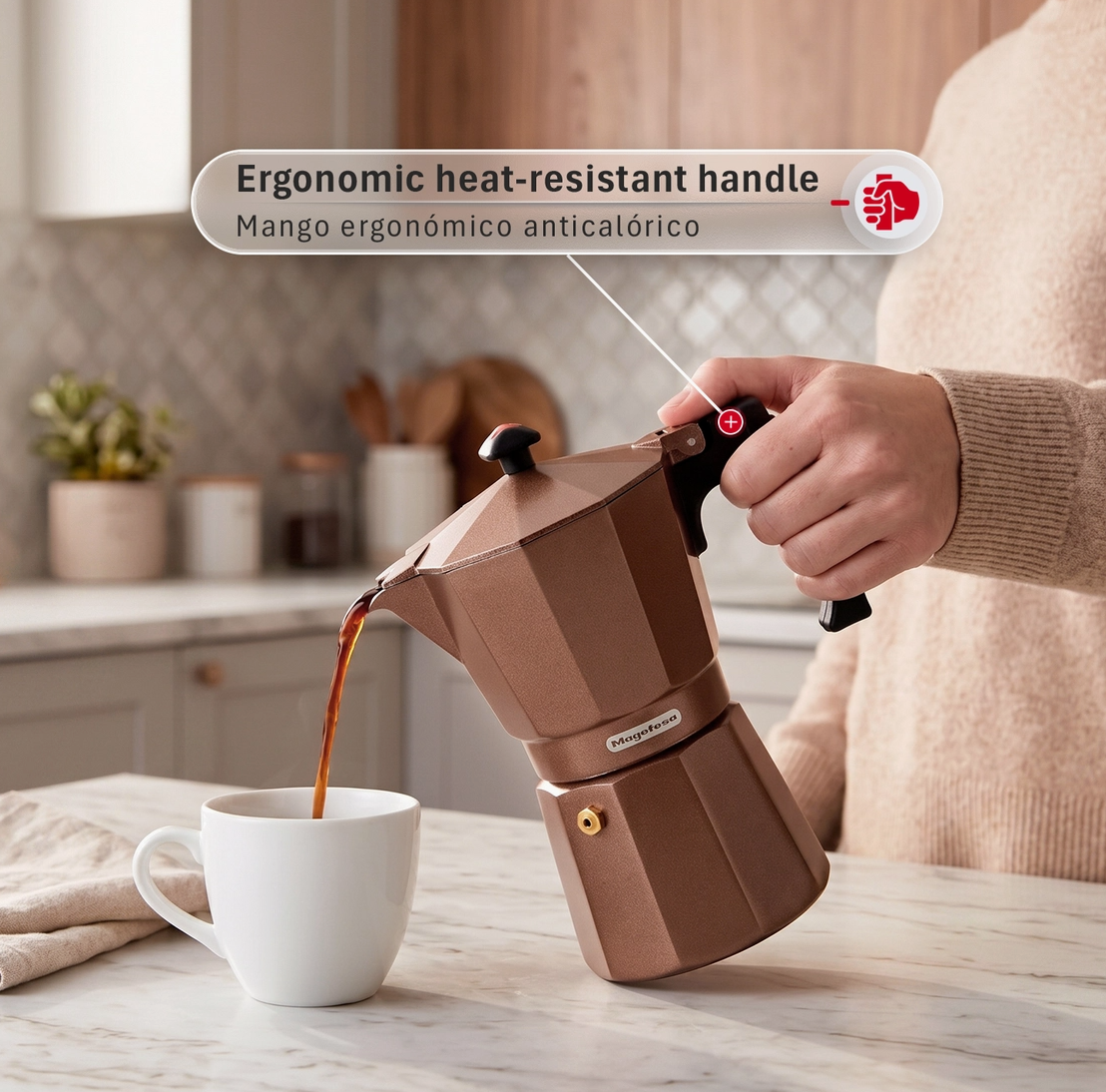 Magefesa Colombia Brown 6-Cup Stovetop Espresso Maker
