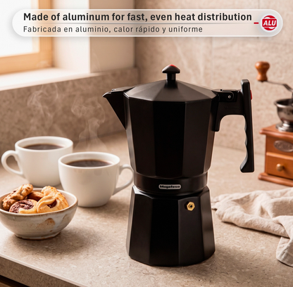 Magefesa Colombia Noir Black Stovetop Espresso Maker – 3 & 12 Cup