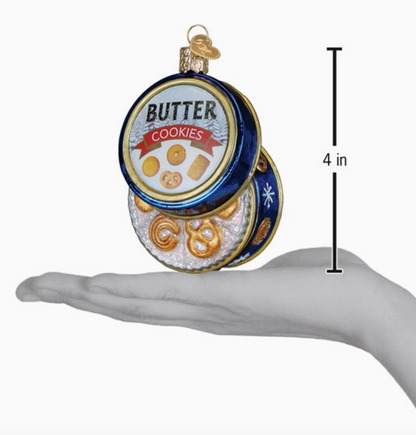 Butter Cookies Tin Glass Christmas Ornament