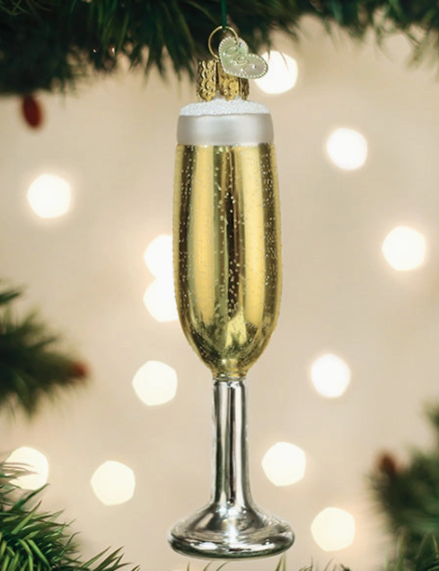 Champagne Flute Glass Christmas Ornament