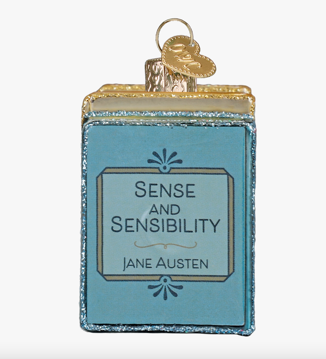 Jane Austen Books Glass Christmas Ornament