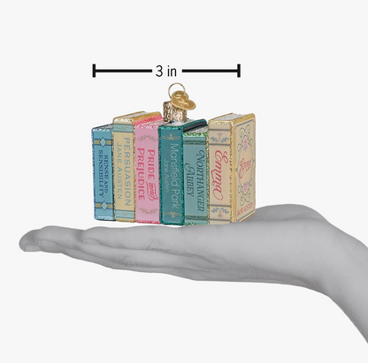 Jane Austen Books Glass Christmas Ornament