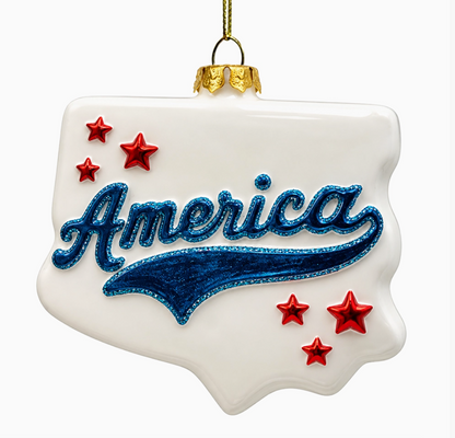 America 1776 Patriotic Glass Ornament – USA 250th Anniversary