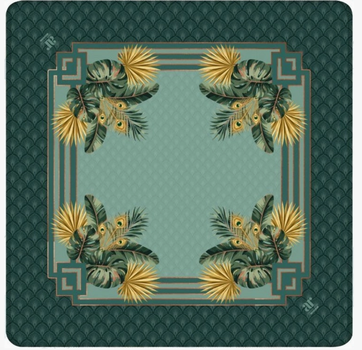Midnight Peacock Mahjong Mat – 33" x 33" | Anders Ruff