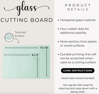 Celestial Blue Floral & Gold Glass Cutting Board