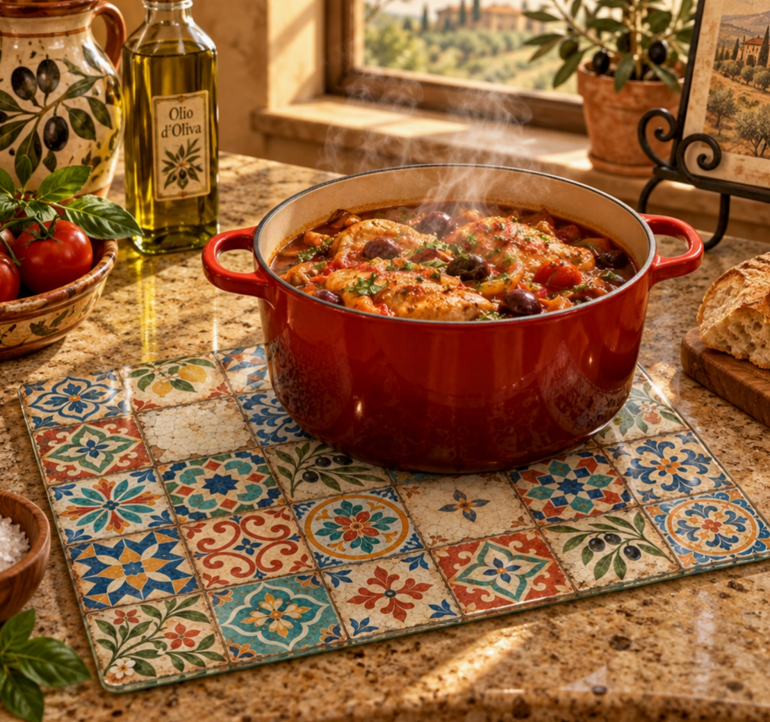 Italian Tile Glass Cutting Board – Mediterranean Kitchen