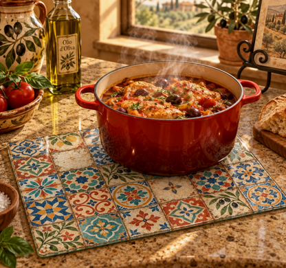 Italian Tile Glass Cutting Board – Mediterranean Kitchen