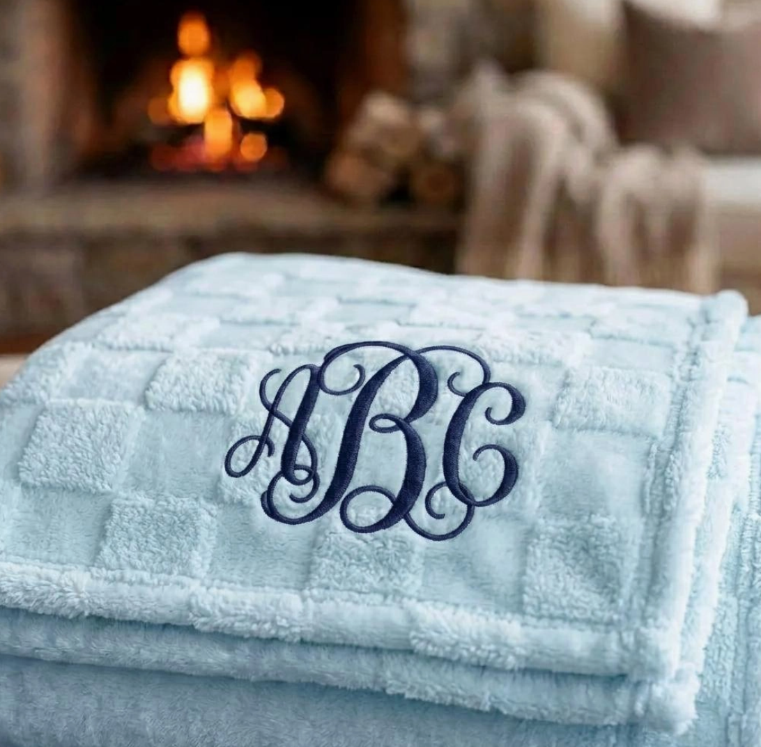 Checkered Personalized Fleece Throw Blanket