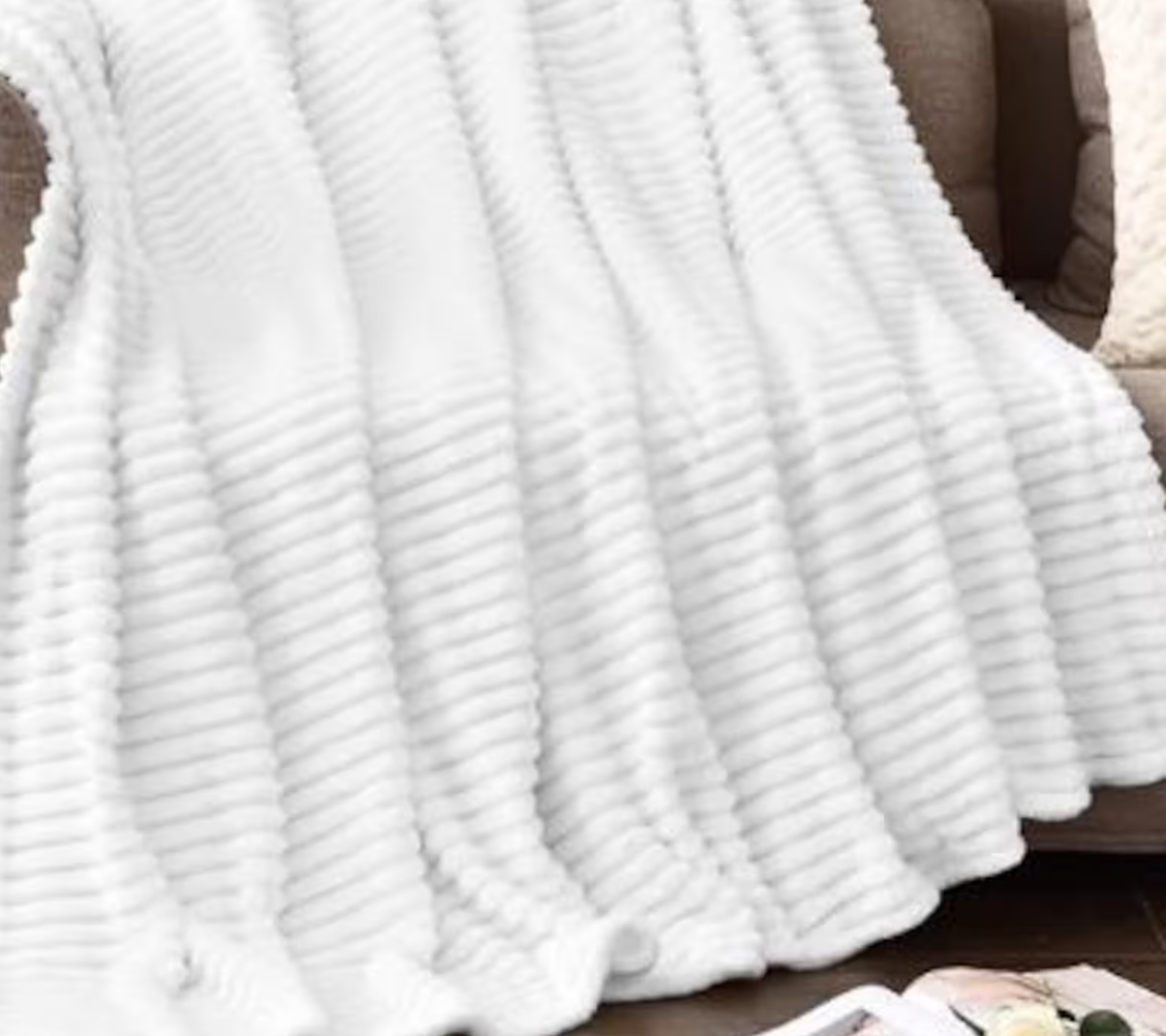 Ribbed Personalized Embroidered Fleece Throw Blanket