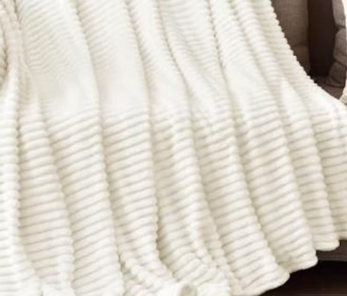 Ribbed Personalized Embroidered Fleece Throw Blanket