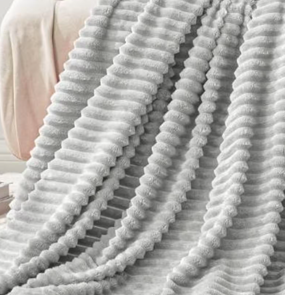 Ribbed Personalized Embroidered Fleece Throw Blanket