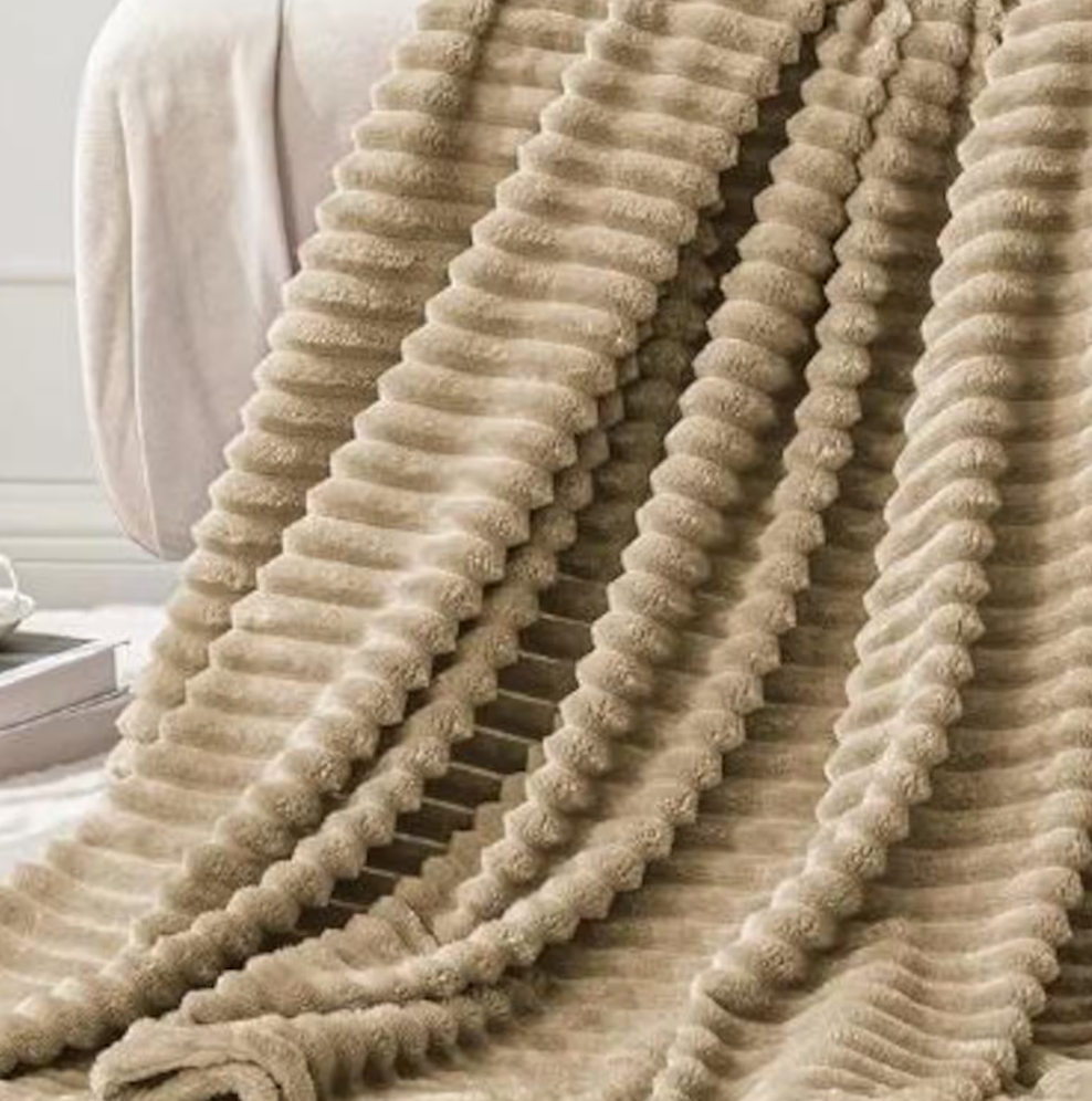Ribbed Personalized Embroidered Fleece Throw Blanket