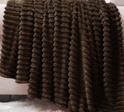 Ribbed Personalized Embroidered Fleece Throw Blanket