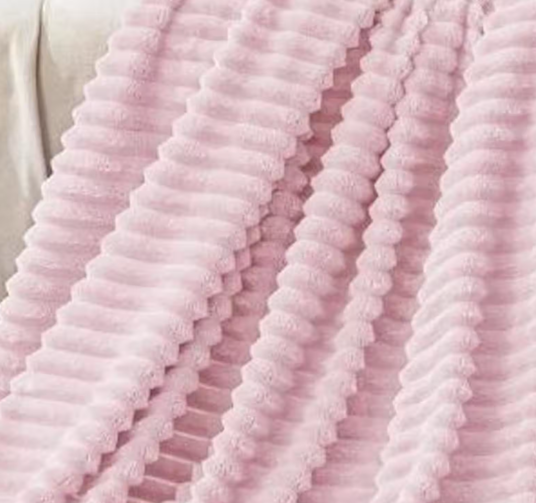 Ribbed Personalized Embroidered Fleece Throw Blanket