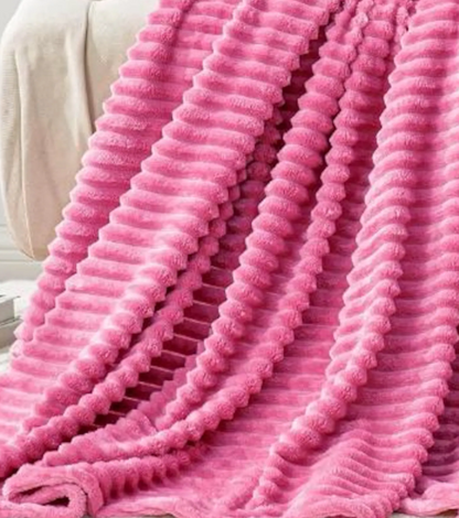 Ribbed Personalized Embroidered Fleece Throw Blanket
