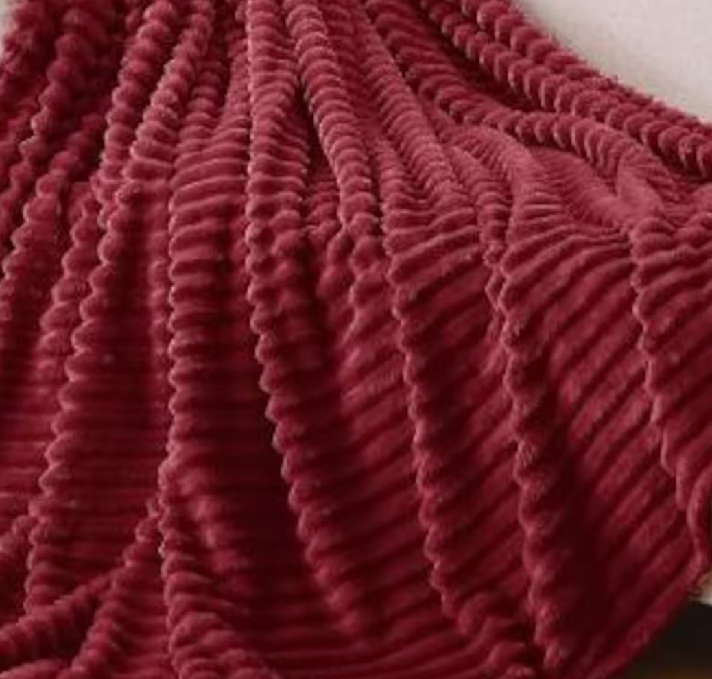 Ribbed Personalized Embroidered Fleece Throw Blanket