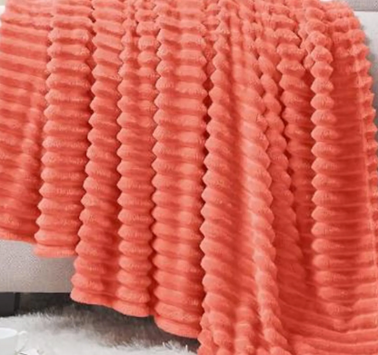 Ribbed Personalized Embroidered Fleece Throw Blanket