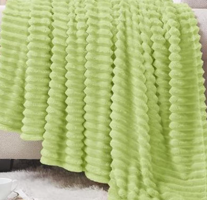 Ribbed Personalized Embroidered Fleece Throw Blanket