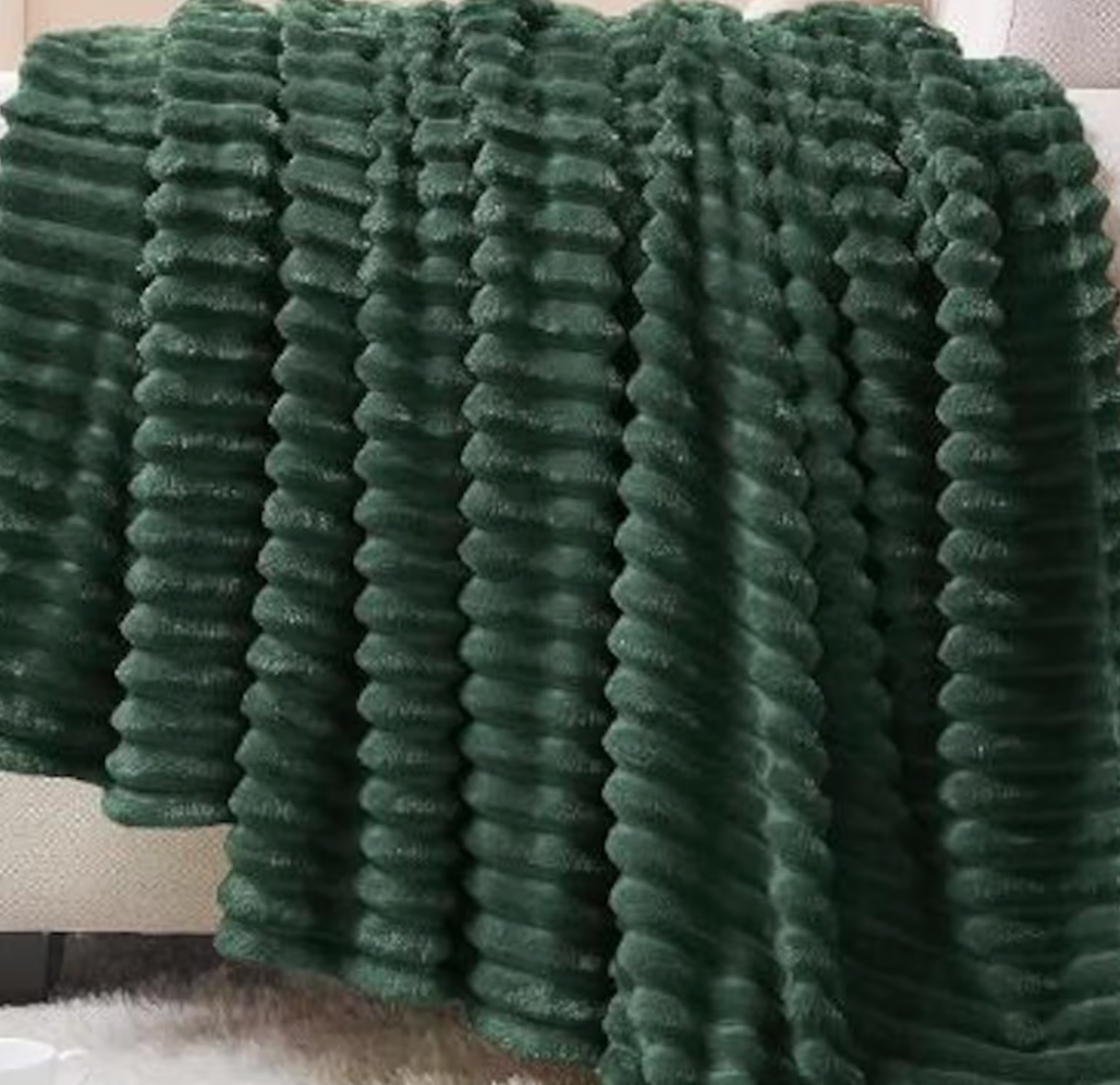 Ribbed Personalized Embroidered Fleece Throw Blanket