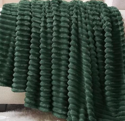Ribbed Personalized Embroidered Fleece Throw Blanket