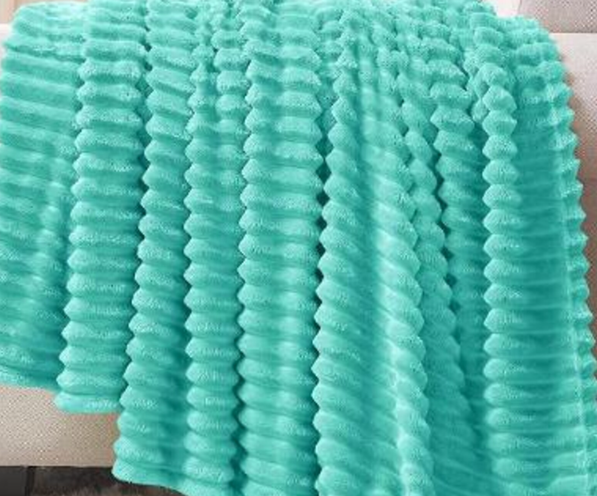 Ribbed Personalized Embroidered Fleece Throw Blanket