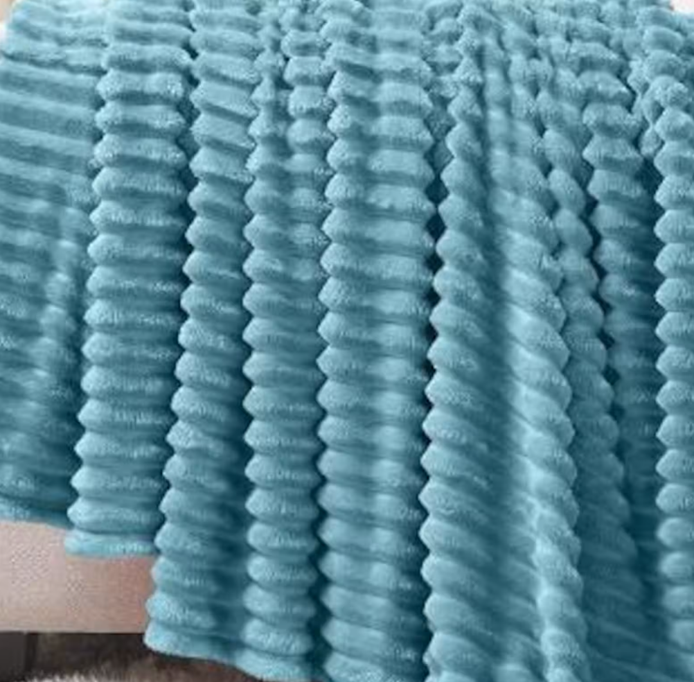Ribbed Personalized Embroidered Fleece Throw Blanket