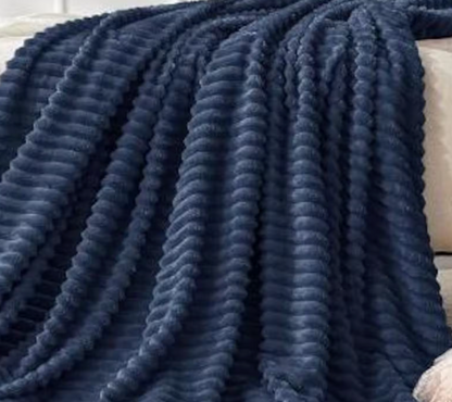 Ribbed Personalized Embroidered Fleece Throw Blanket