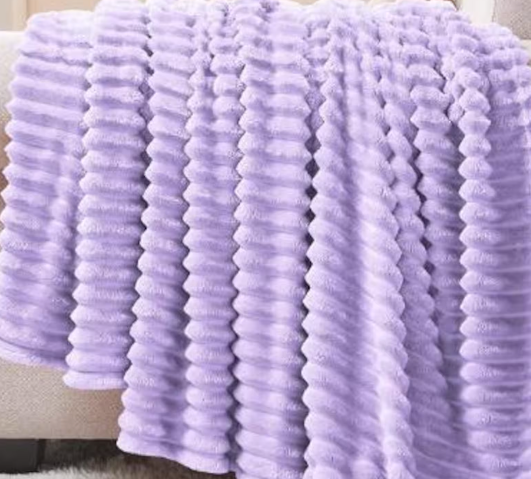 Ribbed Personalized Embroidered Fleece Throw Blanket